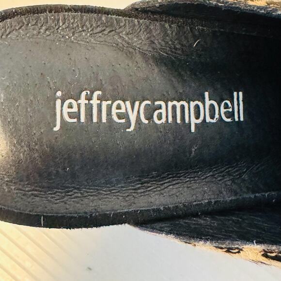 Jeffrey Campbell Women 9 Brown Favela Calf Hair Leopard Mules Slip On Block Heel - Picture 9 of 11